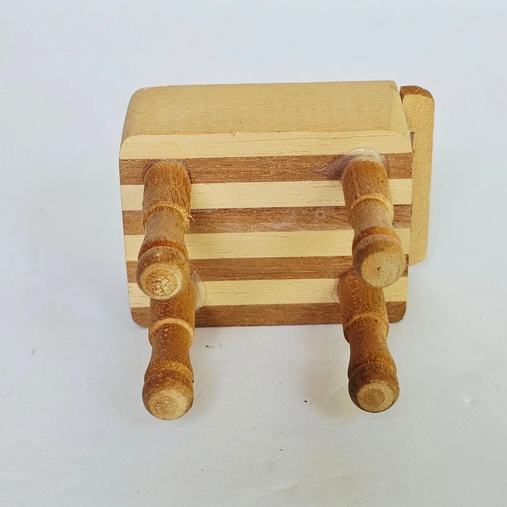 Vintage Miniature Kitchen Furniture Stove Ice Box Butcher Block Set Farmhouse